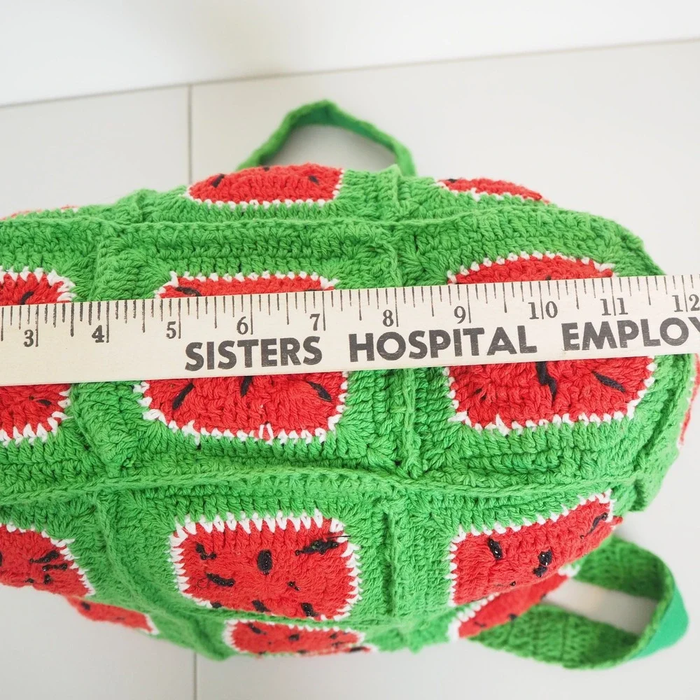 AMERICA & BEYOND Crochet Granny Square Watermelon Tote Bag Summer Beach Cottage‎